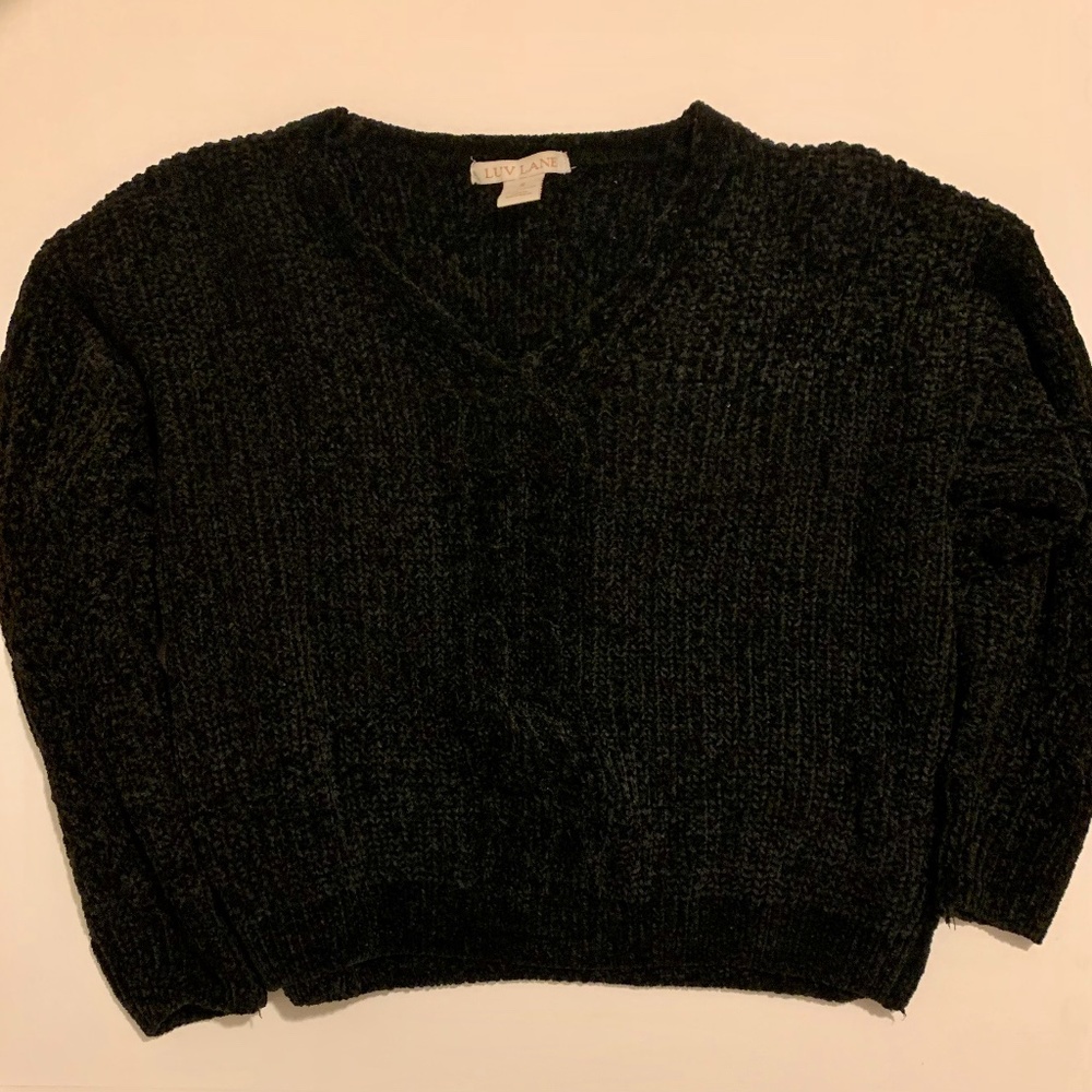 Black Cropped Knit Sweater
